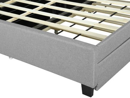 Upholstered Platform Bed With Storage Headboard, Trundle & 2 Drawers And A Set Of Sockets & USB Ports