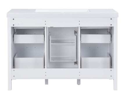 47.25" Modern Bathroom Vanity With Sink, Soft Close Single Door & 6 Drawers - White