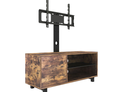 Rustic Brown TV Console With Push-To-Open Storage Cabinet For TV, Wood & Glass TV Stand For Living Room Bedroom - Rustic Brown