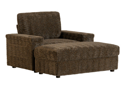 Oversized Chaise Lounge Indoor Rabbit Fur Sofa Bed With Storage Ottoman And Armrests Cup Holders With Deep Seat