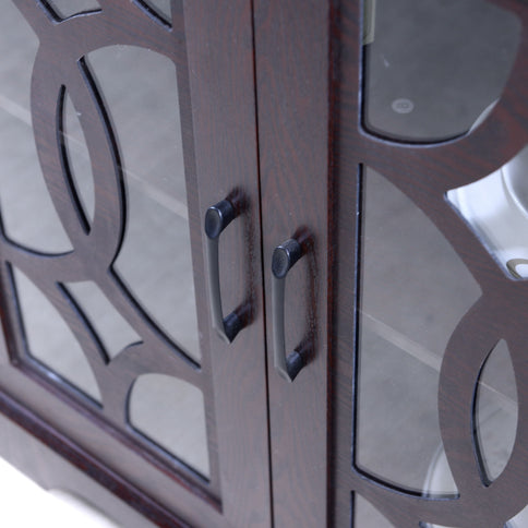 Modern Sideboard With Tempered Glass Doors - Ox Blood Red