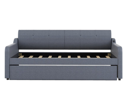 Upholstered Daybed With Trundle And USB Charging