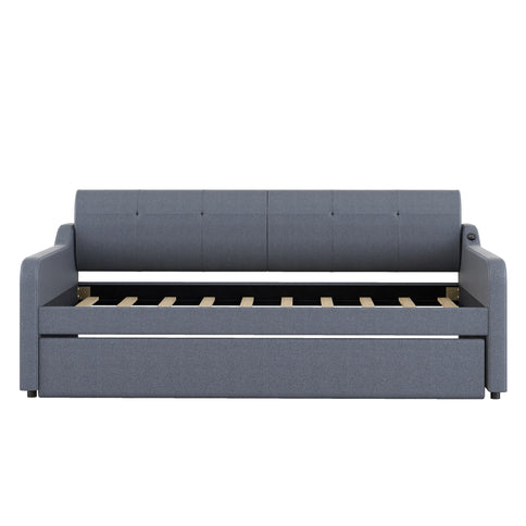 Upholstered Daybed With Trundle And USB Charging