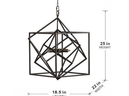 3 Light Metal Chandelier, Hanging Light Fixture With Adjustable Chain For Kitchen, Bulb Not Included - Black