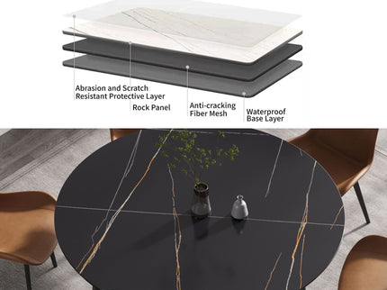 Modern Man-Made Stone Round Dining Table-Position For 6 People