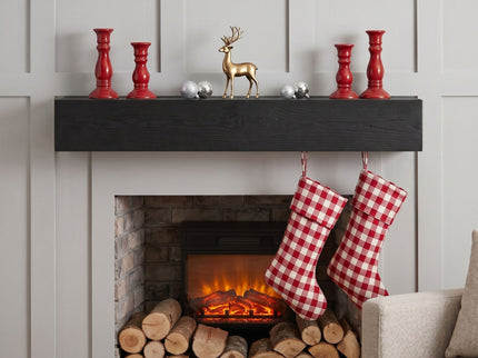 48'' Embossed Fireplace Mante, Wall Mounted Floating Shelf - Black