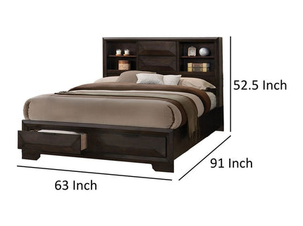 Contemporary Style Bed With Bookcase Headboard And Footboard Storage