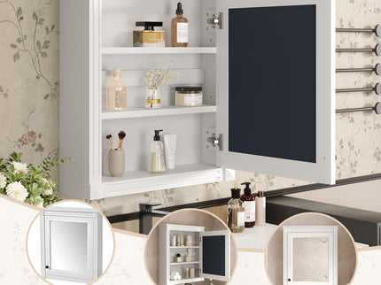 Wall Mounted Bathroom Storage Cabinet With Mirror, Medicine Cabinet With Height Adjustable Shelf