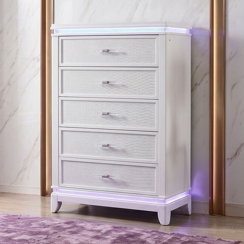 Opium - 5 Drawer Chest - White