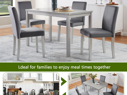 Dining Table Set, Table With A Rectangular Table And Upholstered Chairs