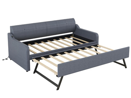 Upholstered Daybed With Trundle And USB Charging