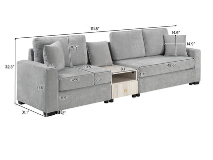 Modular Sofa Couch With Storage Armrest And Center Console
