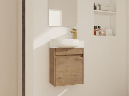 Modern Bathroom Vanity With Ceramic Basin, Wall Mounted Floating Sink Combo, Storage Cabinet