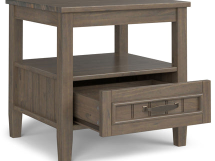 Lev - End Table With Bottom Drawer - Smoky Brown