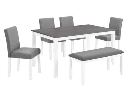 6 Piece Dining Table Set With Bench And Chairs