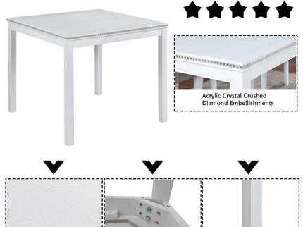 Dining Table Set With Crystal Decoration And Upholstered Chairs