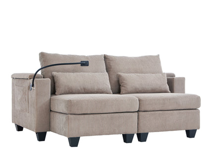 Convertible Chaise Lounge Sofa Chair With USB Ports, Cup Holders, Phone Holder And Storage