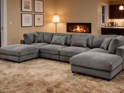 Upholstered Modular Sectional & Custom Configuration And Toss Pillows