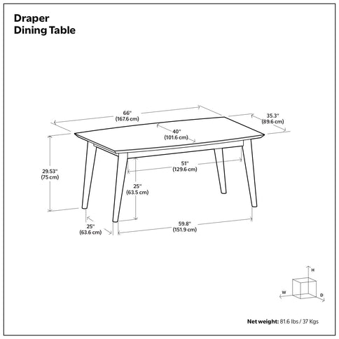 Draper - Dining Table, Rectangular Top