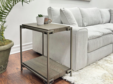 Corbeta - 3 Piece Metal Frame Wood Living Room Coffee Table And 2 Chairside Tables Set, Aged Graphite - Brown