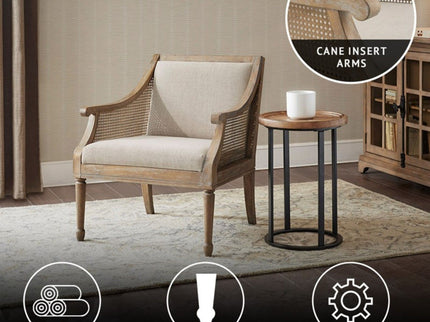 Transitional Cane Accent Armchair And Back Cushion - Natural