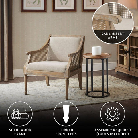 Transitional Cane Accent Armchair And Back Cushion - Natural