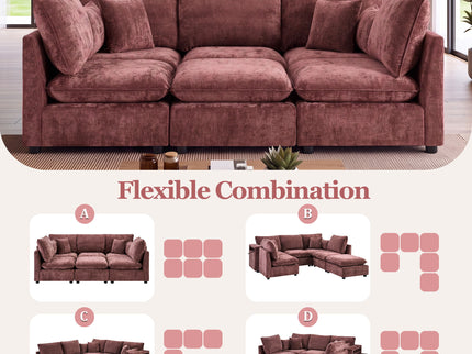 Modern Sectional Sofa U-Shaped With Movable Ottoman Storage Armrests And USB Ports