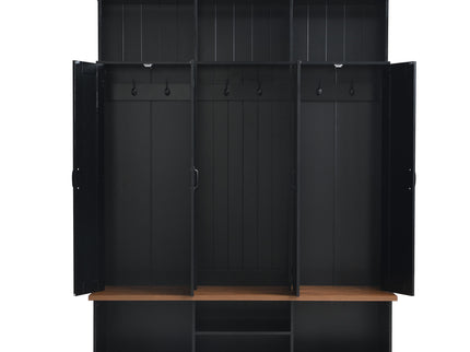 Entryway Hall Tree With Bench, 3 Top Cubbies & Bottom Storage Space