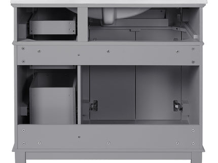 Modern Bathroom Vanity With Ceramic Sink, Soft Close Storage Cabinet