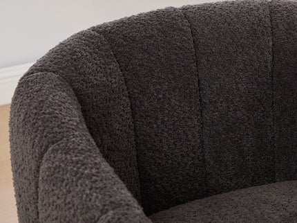 Swivel Upholstered Barrel Chair With Metal Base