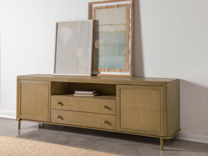Arini Rattan Cane 2-door TV Stand Media Console Sand Wash