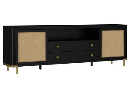 Arini Rattan Cane 2-door TV Stand Media Console Black