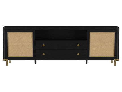 Arini Rattan Cane 2-door TV Stand Media Console Black