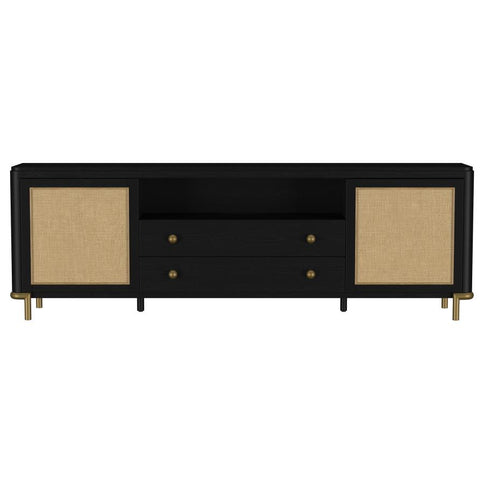 Arini Rattan Cane 2-door TV Stand Media Console Black