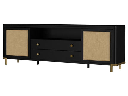 Arini Rattan Cane 2-door TV Stand Media Console Black
