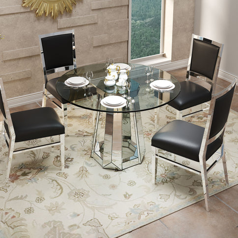 Round Dining Table For Kitchen - Silver