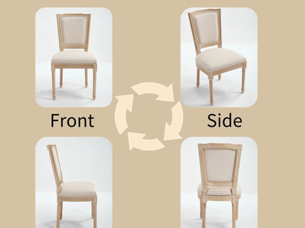 Dining Chairs Upholstered With T - Shaped Back (Set of 2) - Beige