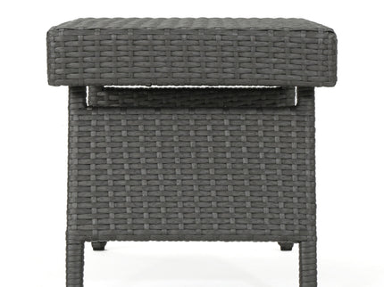 Outdoor Wicker Table With Rectangular Tabletop - Gray