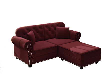 Upholstered Sofa Set With Nailhead Trim And Rolled Armrests, Includes Pillows