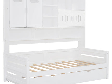 Daybed With All-In-One Cabinet And Shelf