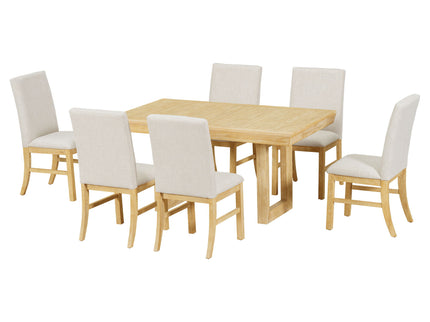 Topmax - 7 Piece Traditional Extendable Dining Table Set With Butterfly Leaf And 6 Upholstered Dining Table Set
