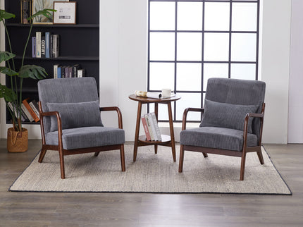 Accent Chair With Pillow And Wood Frame