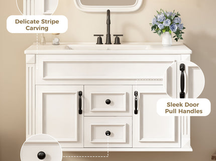 French Simple Style Wall Mounted Bathroom Cabinet With Sink