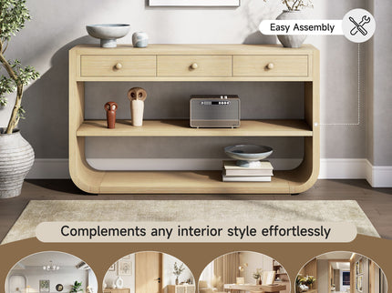 Console Table With 3 Soft Close Drawers & 2 Open Shelves