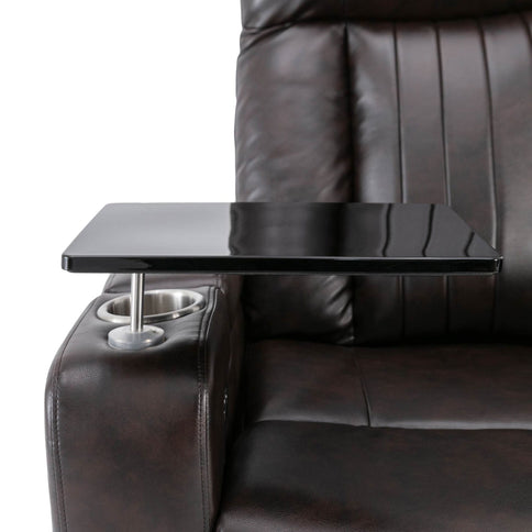 Power Recliner With Storage Arms, Cupholders, Swivel Tray Table And Cell Phone Stand - Brown