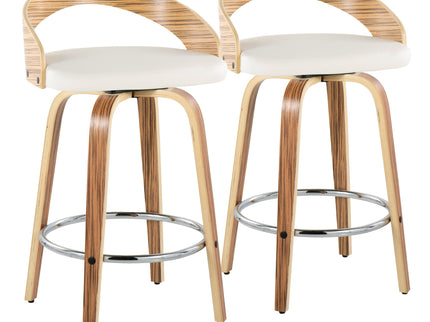 Grotto - Mid Century Modern Fixed Height Counter Stool With Swivel With Round Footrest (Set of 2)