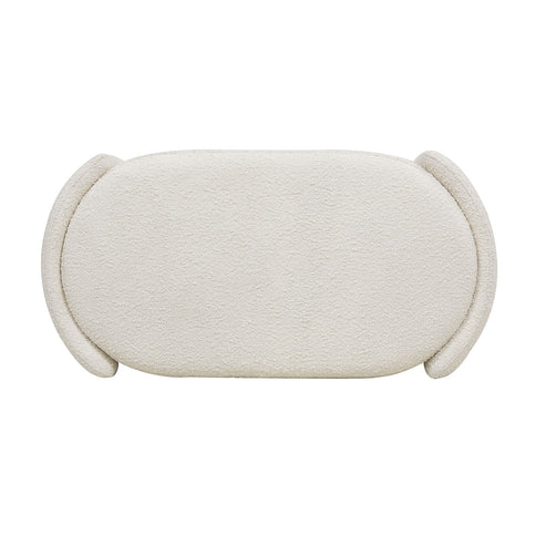 Fuji - Oval Storage Bench, Upholstered - Ivory White