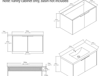 Floating Bathroom Vanity Cabinet With Soft Close Double Doors, Spacious Interior Storage, Wall Mounted, Cabinet Only