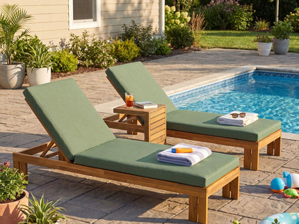 Outdoor Chaise Lounge Set & Side Table, 5 Position Adjustable Patio Recliner