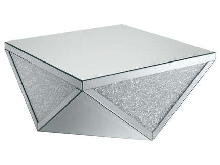 Amalia Square Mirrored Acrylic Crystal Coffee Table Silver